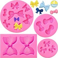4 Piezas Molde de Fondant de Silicona en Lazo Molde de Caramelos Chocolate Molde de Silicona de Lazon Molde de Pastel…